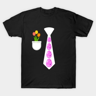Easter tie funny easter costume with suit pocket and tulips for easter T-Shirt